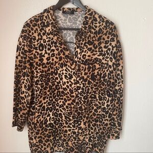 Bershka Animal Print Top. Black/Tan. Sz L.
